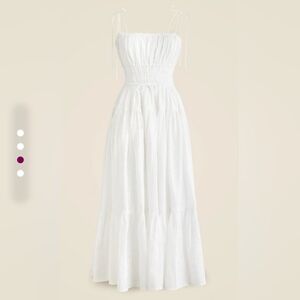J. Crew "Clio" White Ruched Maxi Sundress, Small